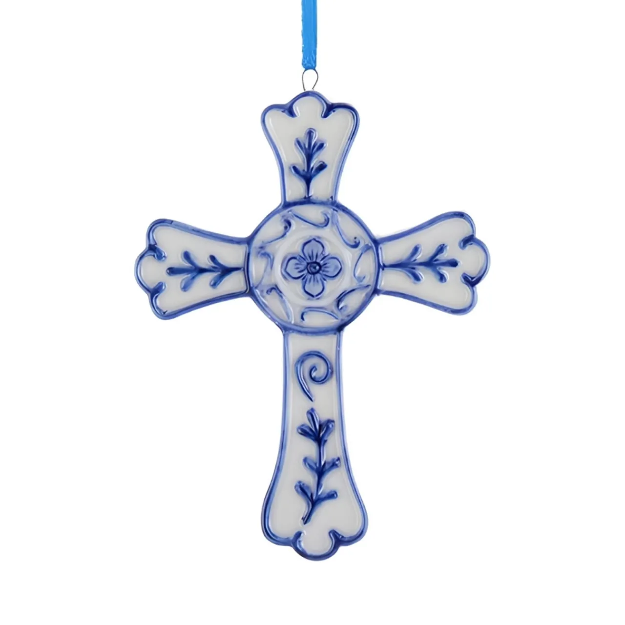 Delft Cross Porcelain Ornament<Kurt Adler New