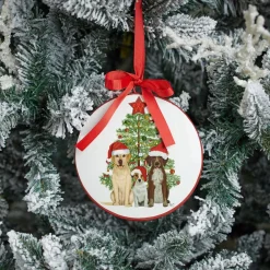 Dog with Tree Disc Ornament< Hot