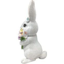 Easter Bunny Figurine Holding Flowers< Hot