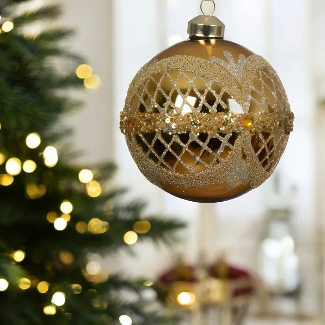 Elegant Gold Ball Set of 2 Ornaments< Hot
