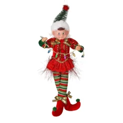 Fabric Girl Tinsel Pixie Elf with Tree Hat Ornament< Discount