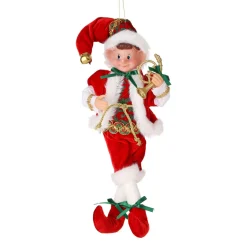 Fabric Pixie Elf with Musical Instrument Ornament< Outlet