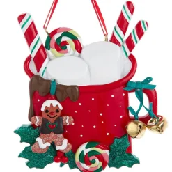 Family of 2 Mug with Marshmallows Personalized Ornament - 2 Names Hand Personalized<Kurt Adler Clearance
