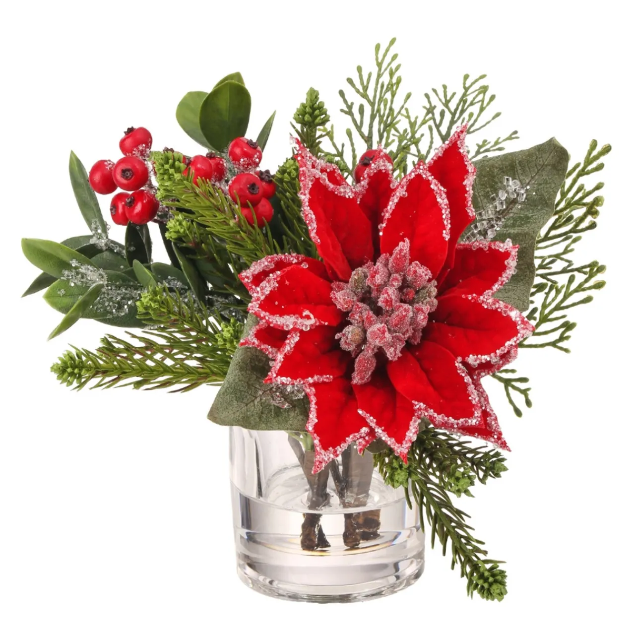 Faux Water Iced Poinsettia Arrangement< Discount