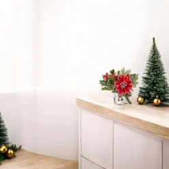 Faux Water Iced Poinsettia Arrangement< Discount