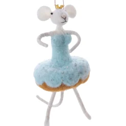 Felt Blue Donut Mouse Ornament< New