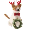 Felt Cat Wearing Antlers Ornament< Hot