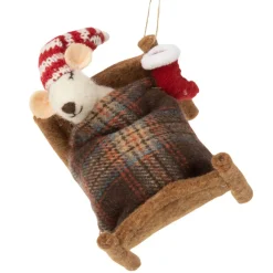 Felt Christmas Mouse in Bed Ornament< Best