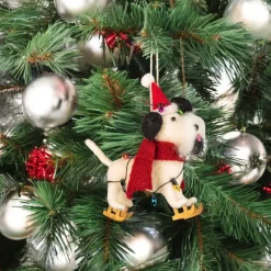 Felt Dog with Goatee on Skis Ornament< Hot