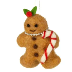 Felt Gingerbread Man with Candy Cane Ornament< Discount