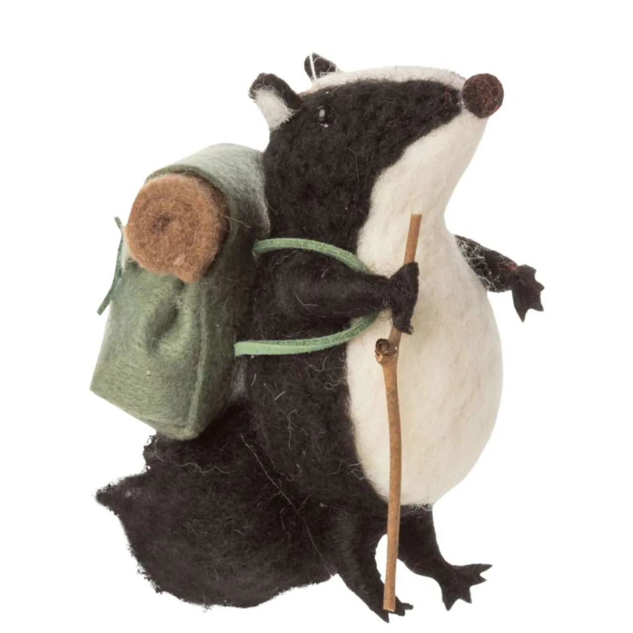 Felt Hiking Badger Ornament with Walking Stick and Backpack< Fashion