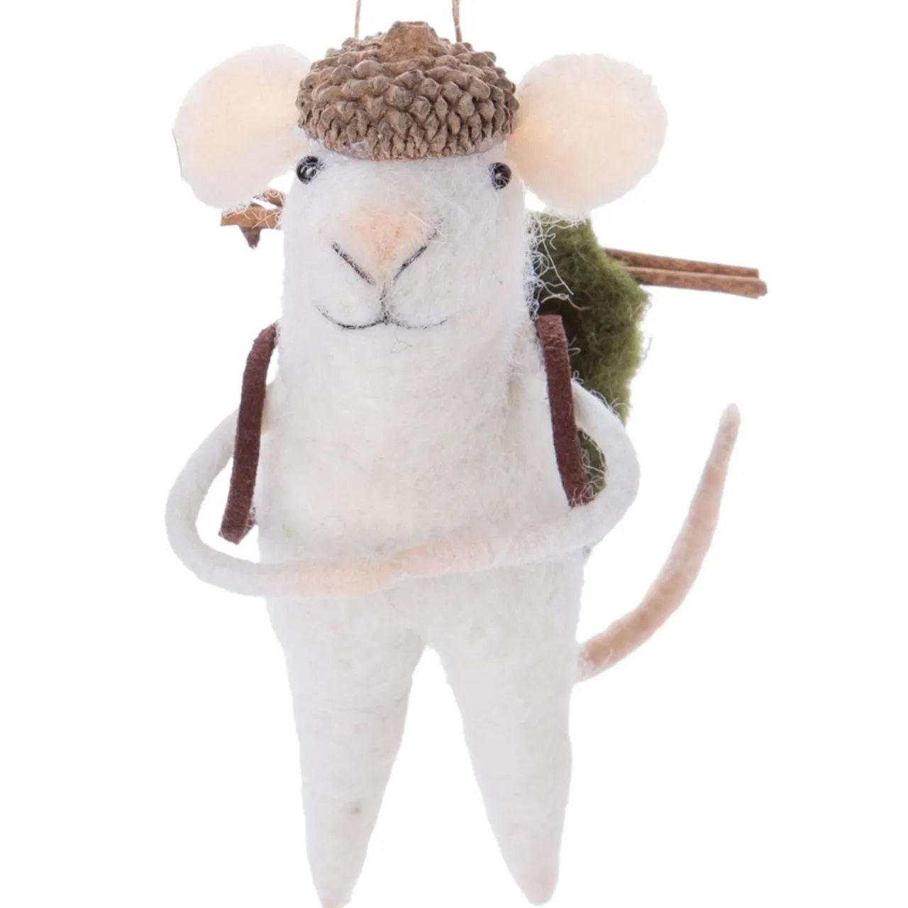 Felt Hiking Mice with Backpack Ornament< New