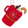 Felt Hot Chocolate Mug Ornament with Snowflake Design< New