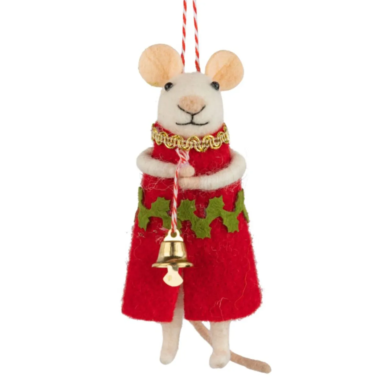 Felt Mouse Ornament with Bell and Red Coat< Outlet
