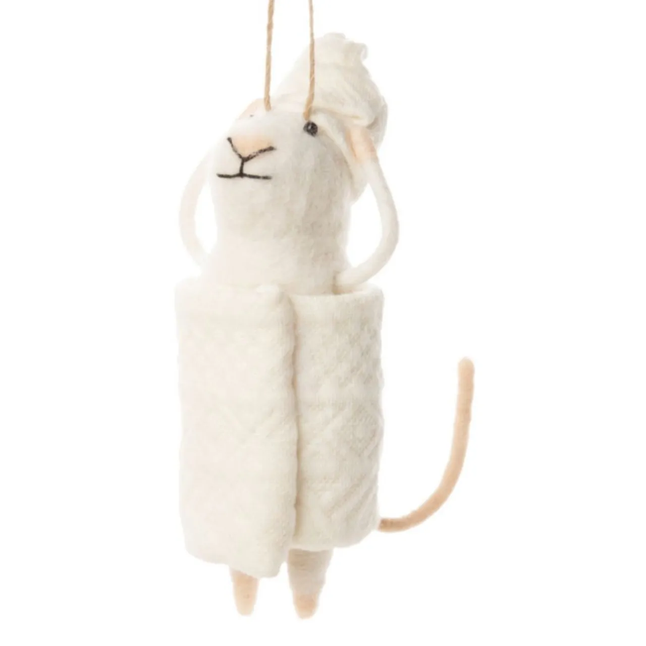Felt Mouse Wrapped in Towel Ornament< Discount