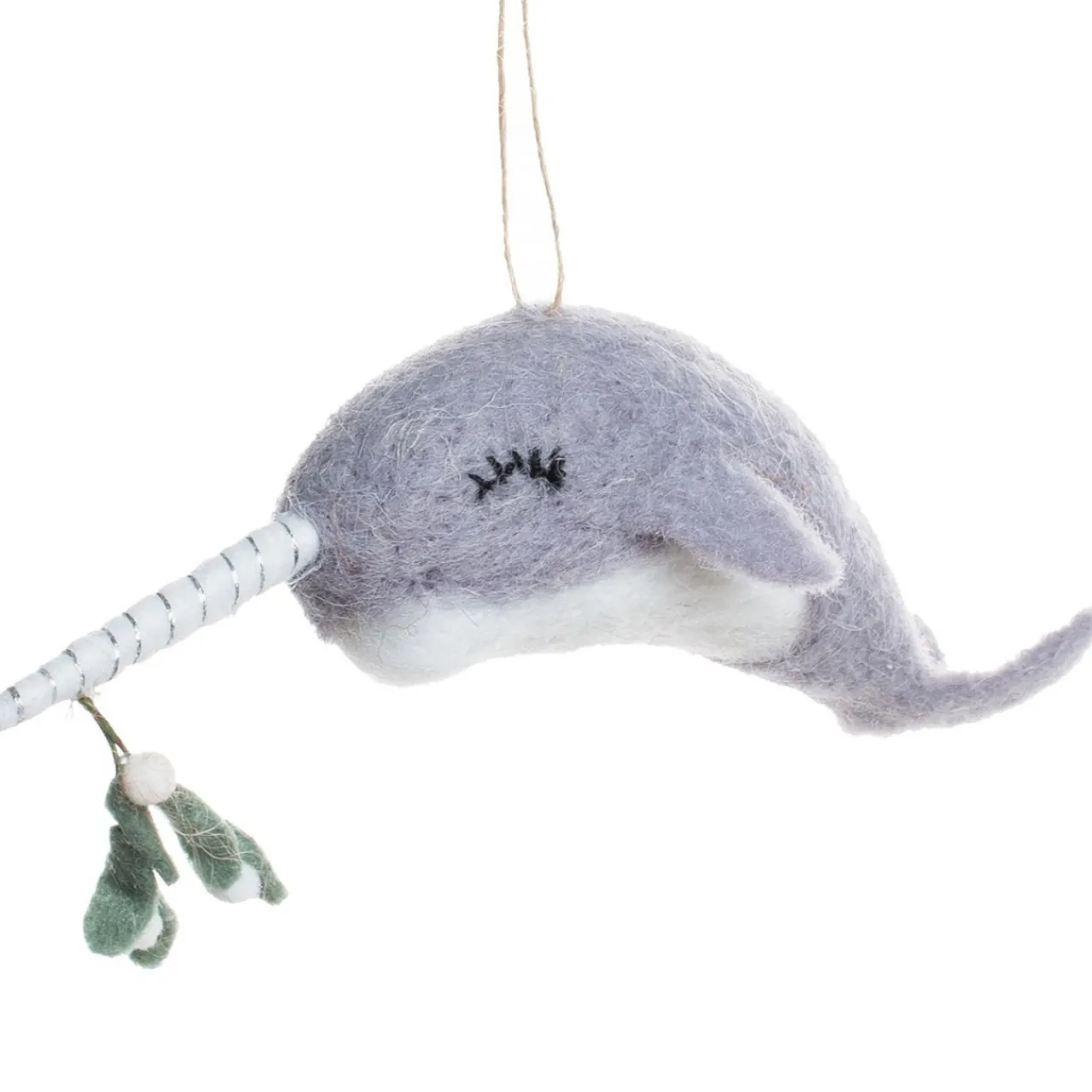 Felt Narwhal Ornament With Mistletoe Trim< Outlet