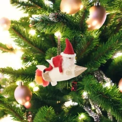 Felt Santa on Rocket Ornament< New
