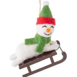 Felt Snowman on a Toboggan Ornament< Discount
