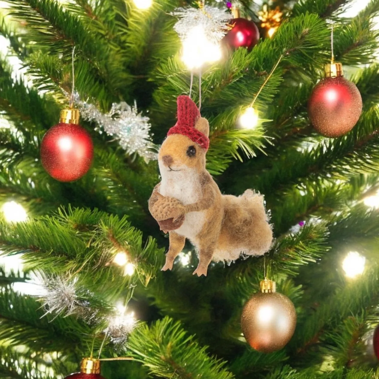 Felt Squirrel with Acorn Ornament< Sale