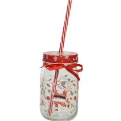 Festive Santa Mason Jar With Lid< New