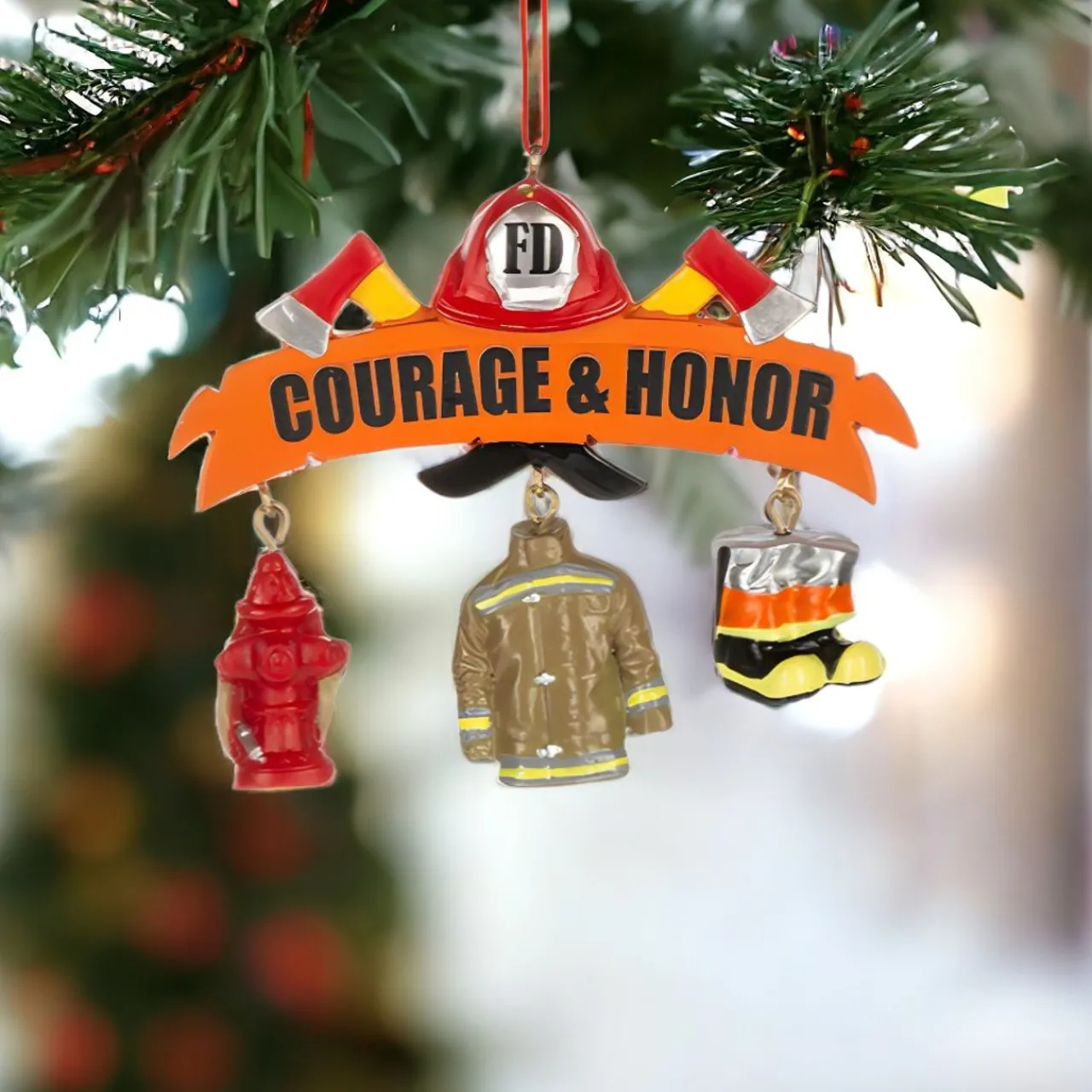 Fireman Courage & Honor Ornament< New
