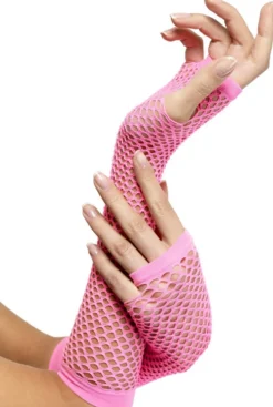 Fishnet Gloves, Pink, Long< New