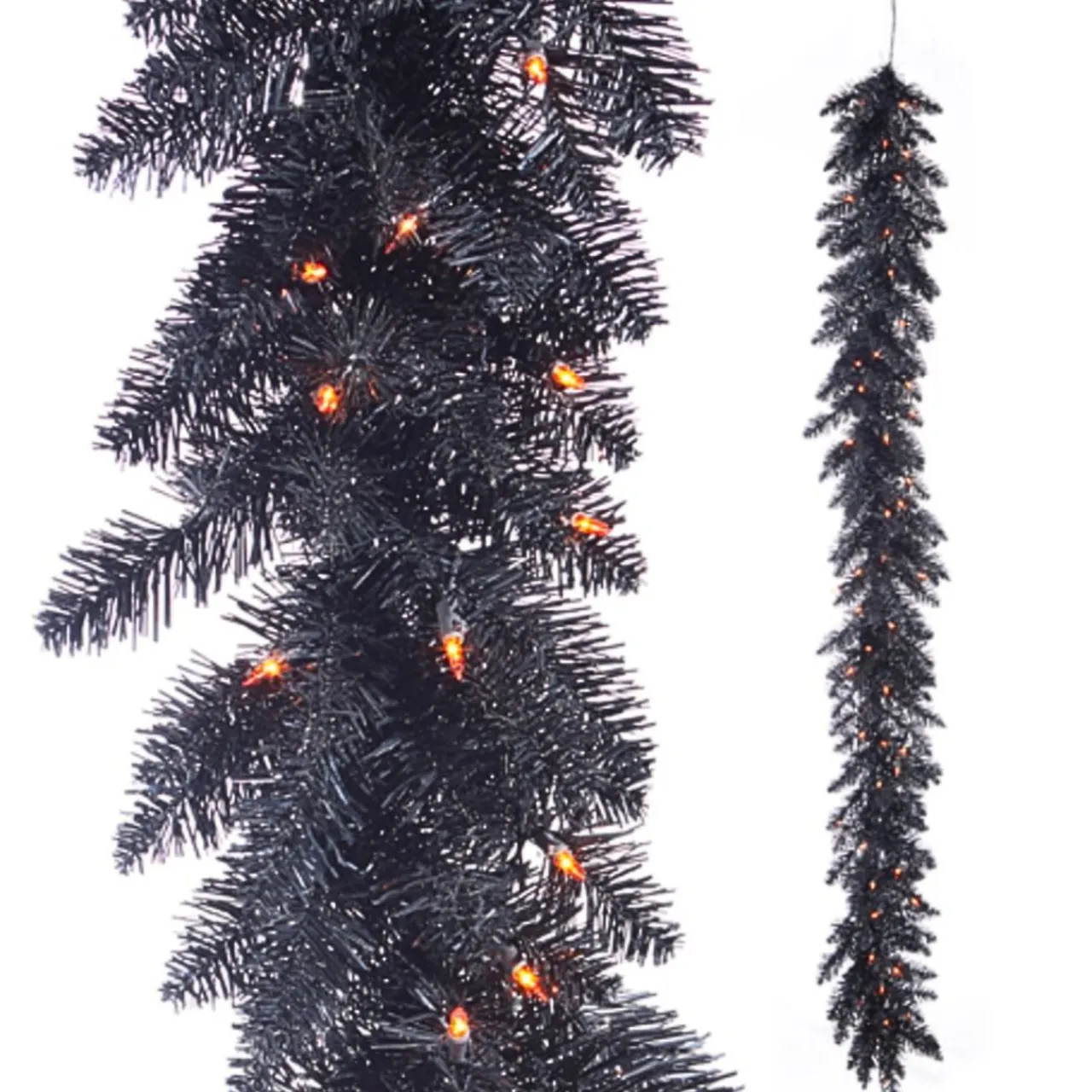 6 Foot Pre Lit Black Tinsel Garland< Hot