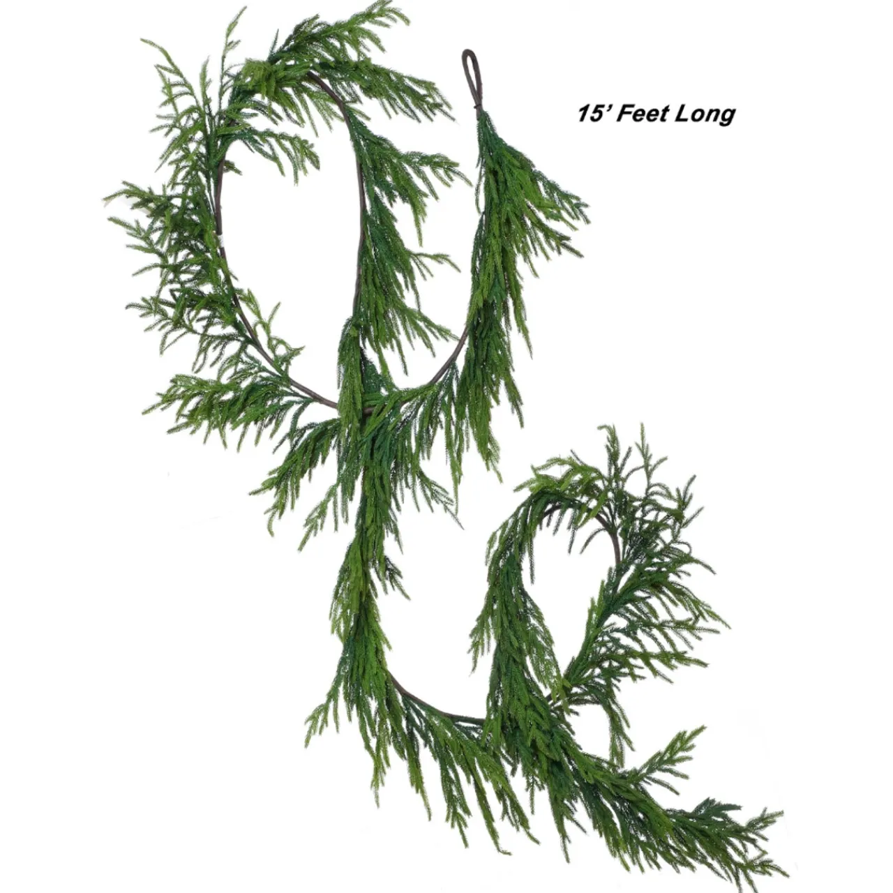 15 Foot Real Touch Norfolk Pine Garland< Hot
