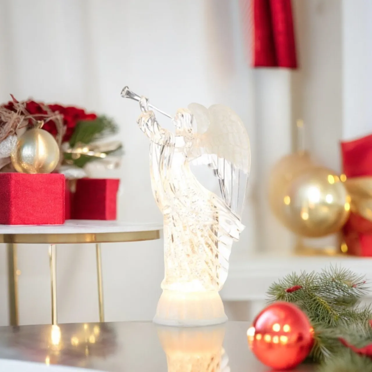 Frosted Lit Swirling Glitter Angel< Outlet