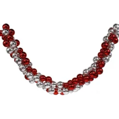 6ft Long Red and Silver Shiny Shatterproof Ball Ornaments Garland< Fashion
