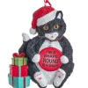 Funny Black Fat Cat Ornament "Round Is A Shape"<Kurt Adler Best