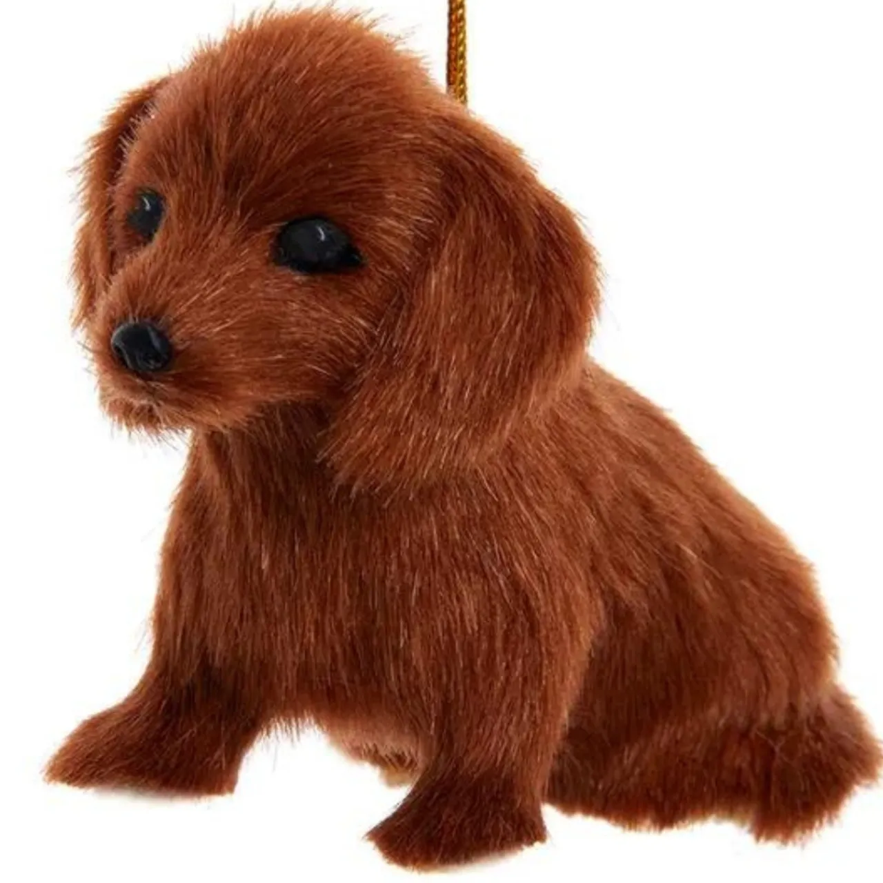 Furry Brown Dachshund Dog Ornament<Kurt Adler Best