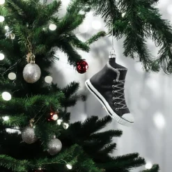 Glass Black High Top Sneaker Ornament< New