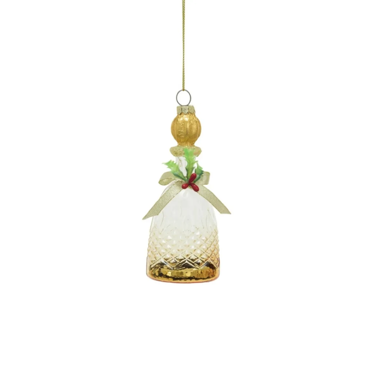 Glass Decanter with Gold Glitter Ornament< Outlet