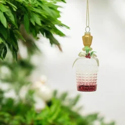 Glass Decanter with Red Glitter Ornament< Outlet