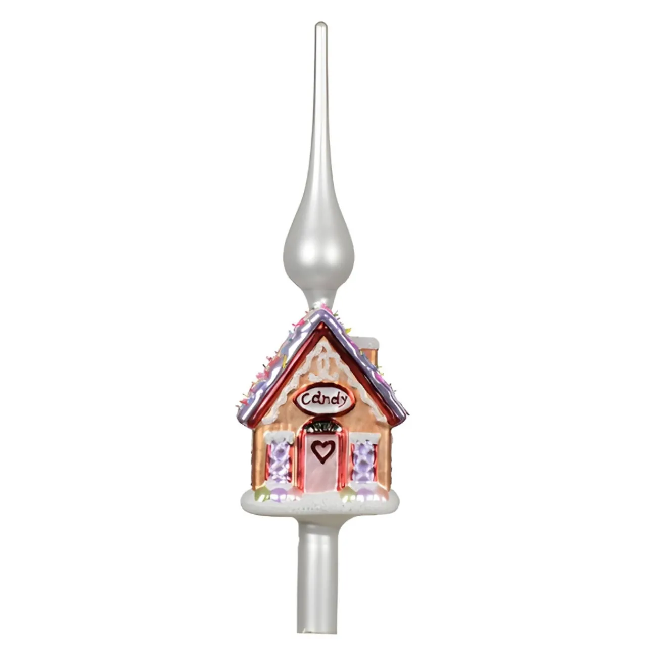 Glass Gingerbread House With Purple Roof Finial Tree Topper< Outlet