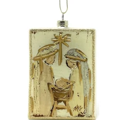 Glass Holy Family Ornament< New