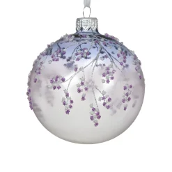 Glass Light Purple Glittered Floral Ornament< Online