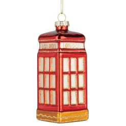 Glass London Phone Box Ornament< Hot