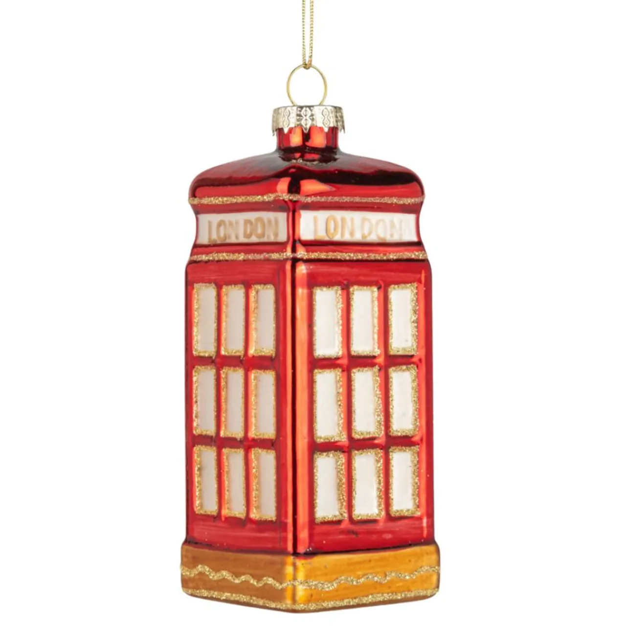 Glass London Phone Box Ornament< Hot