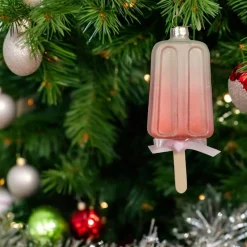 Glass Popsicle with Pink Ribbon Ornament< Online