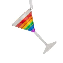 Glass Rainbow Cocktail Glass Ornament< Hot