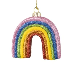 Glass Rainbow Multicolor Ornament with  Glitter< Clearance