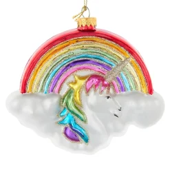 Glass Rainbow Unicorn Ornament<Kurt Adler Online
