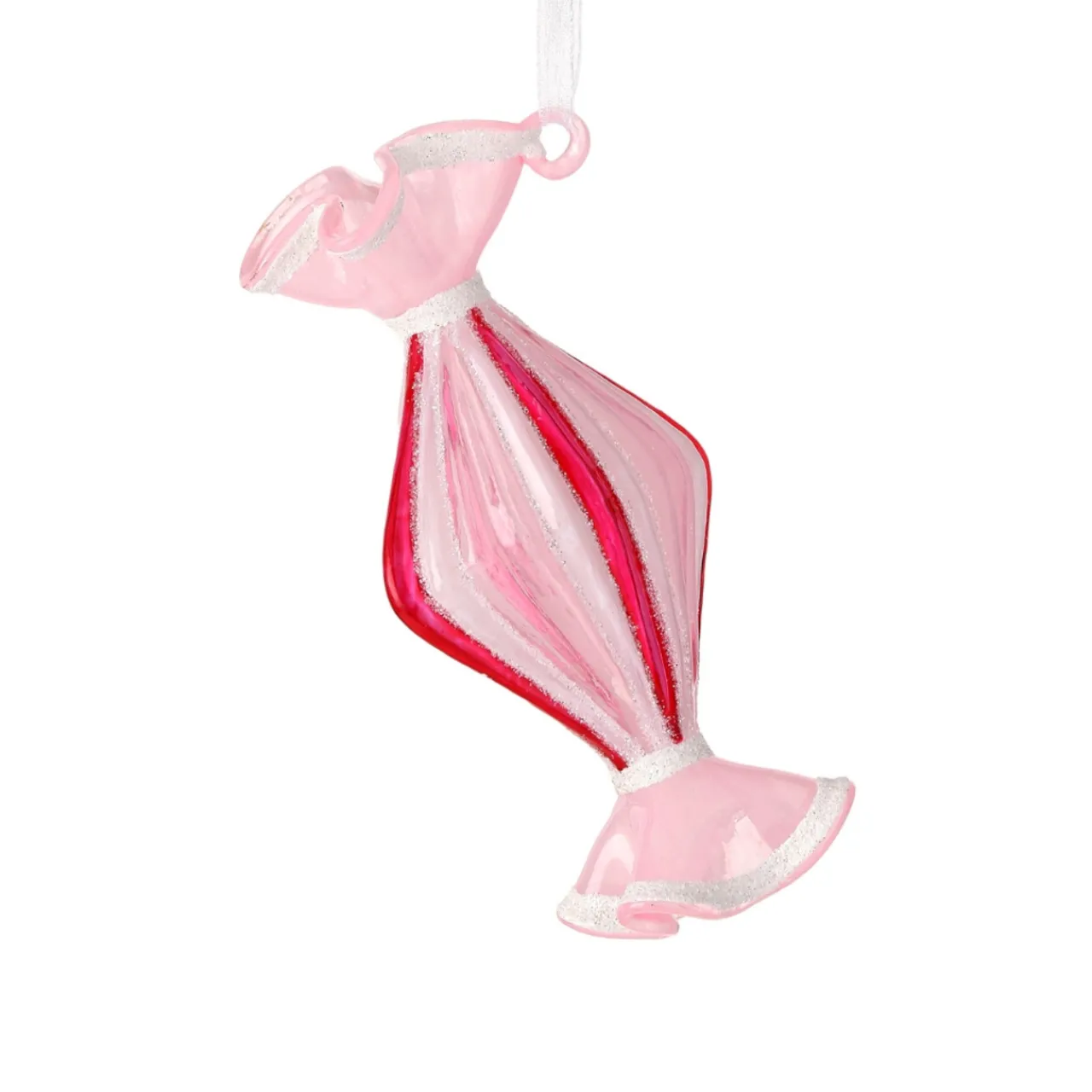 Glass Red and Pink Diamond Peppermint Candy Ornament< Sale