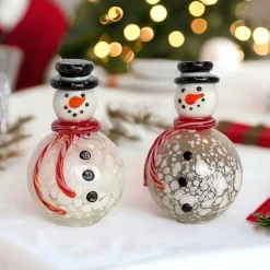 Glass Snowman Salt and Pepper Shaker Set< Hot
