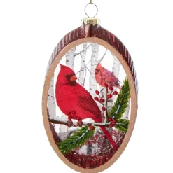 Glass Woodland Cardinal Scene Ornament<Kurt Adler Clearance
