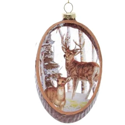Glass Woodland Deer Scene Ornament<Kurt Adler Sale
