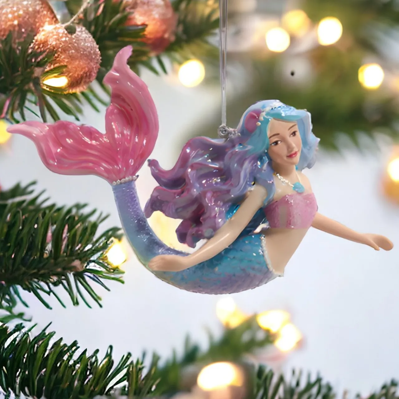 Glitter Mermaid Pink Tail Ornament, 4.5" E0985<Kurt Adler Discount