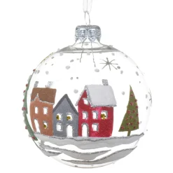 Glittered Houses Glass Ornament< Online